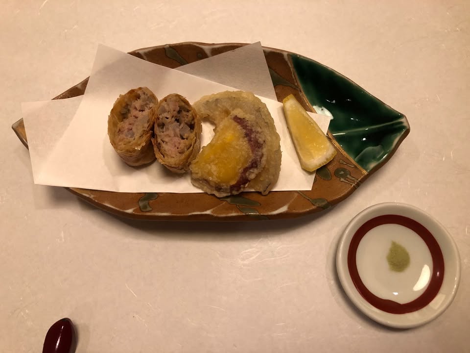 又是湯葉，以天婦羅呈現的腐皮卷